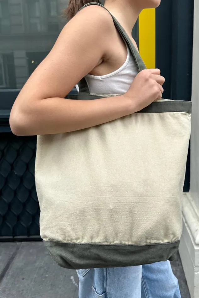 Brandy Melville Tote Bags Canvas Tote Bag Ivory And Olive Green 8211 Women