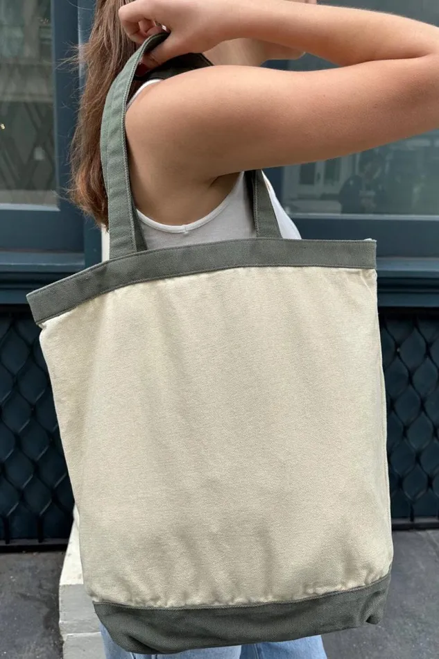 Brandy Melville Tote Bags Canvas Tote Bag Ivory And Olive Green 8211 Women