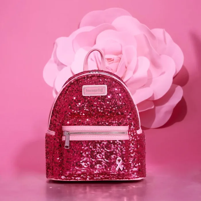 Breast Cancer Research Foundation Exclusive Pink Ribbon Sequin Mini Backpack Unisex Loungefly Backpacks Breast Cancer Research Foundation Exclusive Pink Ribbon Sequin Mini Backpack Unisex Loungefly Backpacks