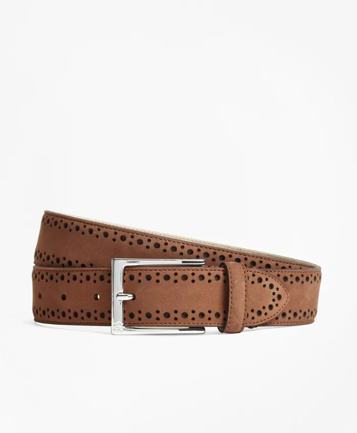 Brooks Brothers Belts 1818 Perforated Stitch Suede Belt Copper 8211 Men