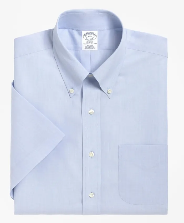Brooks Brothers Dress Shirts Regent Fitted Dress Shirt NonIron ShortSleeve Light Blue 8211 Men Brooks Brothers Dress Shirts Regent Fitted Dress Shirt NonIron ShortSleeve Light Blue 8211 Men