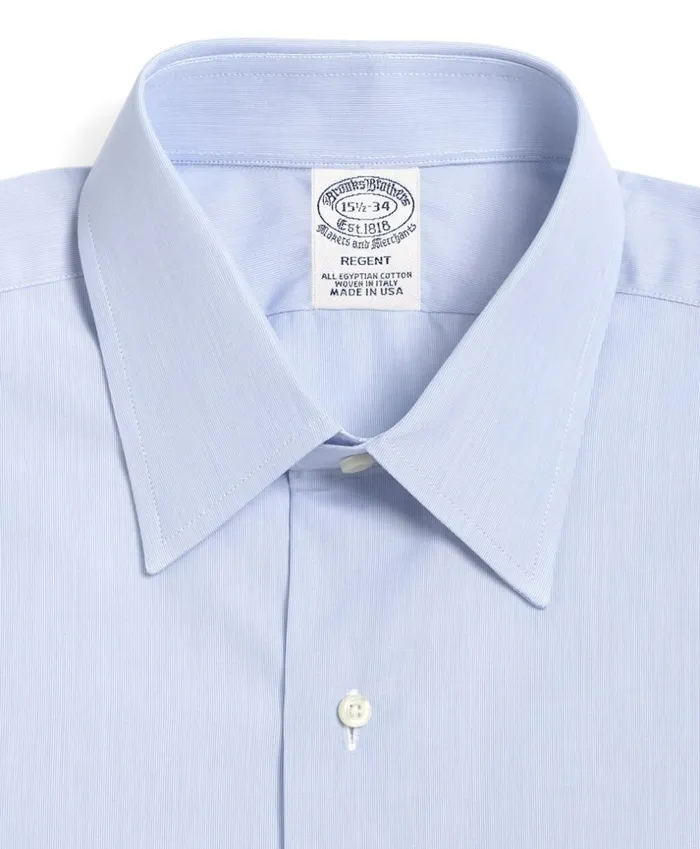 Brooks Brothers Dress Shirts Regent Fitted Dress Shirt Tennis Collar Light Blue 8211 Men