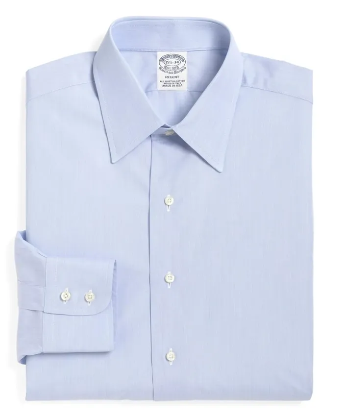 Brooks Brothers Dress Shirts Regent Fitted Dress Shirt Tennis Collar Light Blue 8211 Men