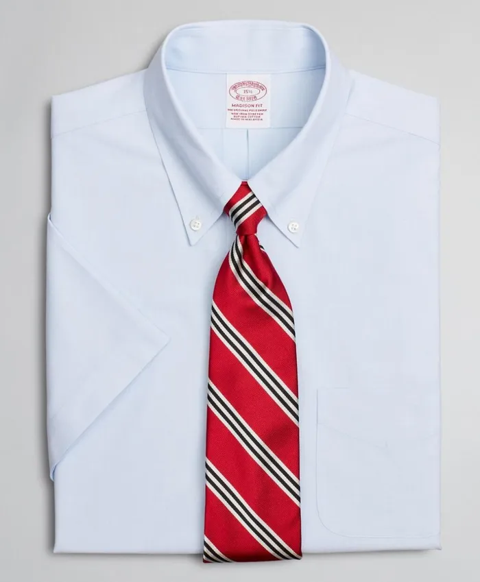 Brooks Brothers Dress Shirts Stretch Madison ClassicFit Dress Shirt NonIron Poplin EndonEnd ShortSleeve Light Blue 8211 Men Brooks Brothers Dress Shirts Stretch Madison ClassicFit Dress Shirt NonIron Poplin EndonEnd ShortSleeve Light Blue 8211 Men