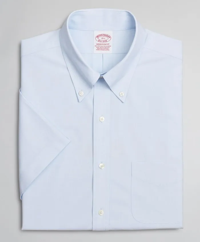 Brooks Brothers Dress Shirts Stretch Madison ClassicFit Dress Shirt NonIron Poplin EndonEnd ShortSleeve Light Blue 8211 Men Brooks Brothers Dress Shirts Stretch Madison ClassicFit Dress Shirt NonIron Poplin EndonEnd ShortSleeve Light Blue 8211 Men