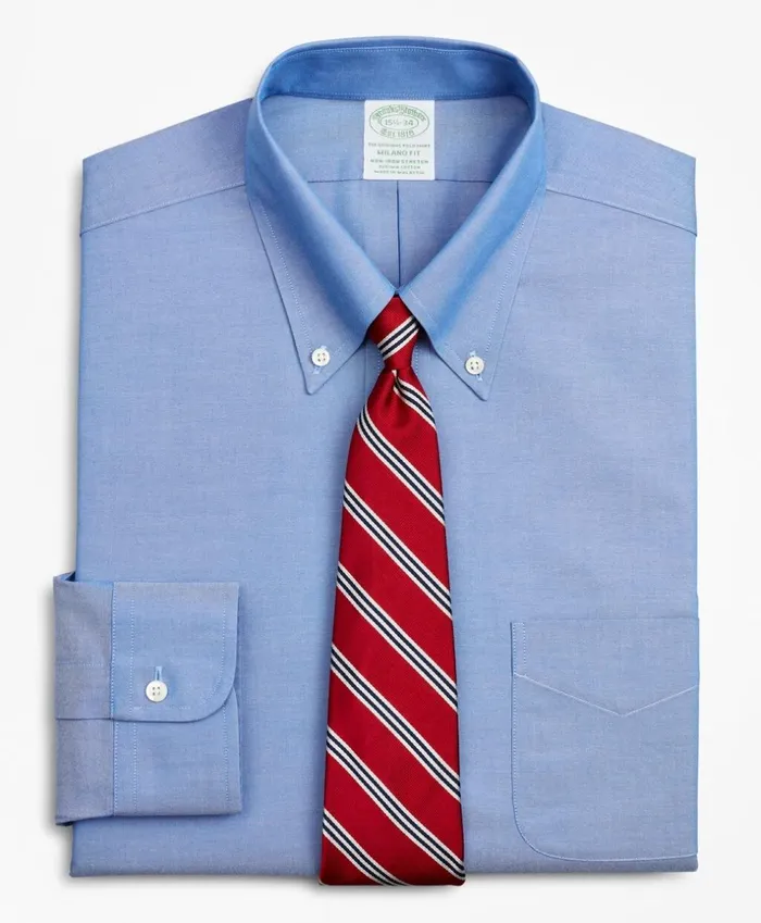 Brooks Brothers Dress Shirts Stretch Milano SlimFit Dress Shirt NonIron Pinpoint ButtonDown Collar Blue 8211 Men Brooks Brothers Dress Shirts Stretch Milano SlimFit Dress Shirt NonIron Pinpoint ButtonDown Collar Blue 8211 Men