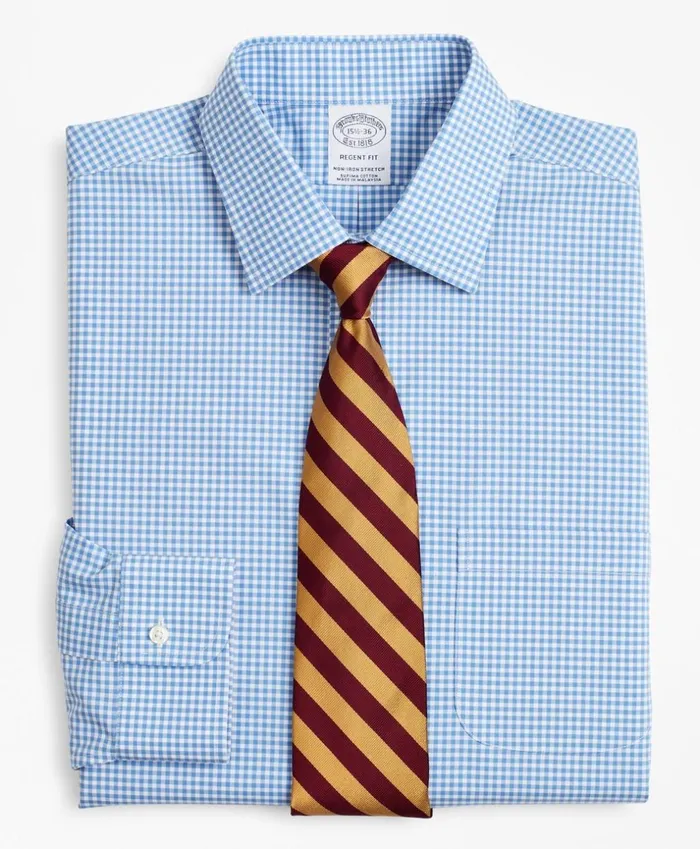 Brooks Brothers Dress Shirts Stretch Regent Fitted Dress Shirt NonIron Poplin Ainsley Collar Gingham Blue 8211 Men Brooks Brothers Dress Shirts Stretch Regent Fitted Dress Shirt NonIron Poplin Ainsley Collar Gingham Blue 8211 Men