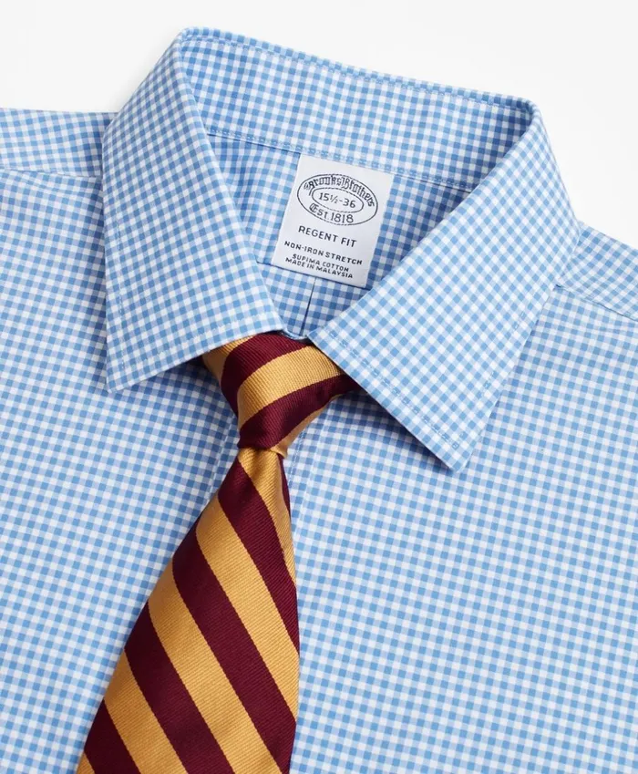 Brooks Brothers Dress Shirts Stretch Regent Fitted Dress Shirt NonIron Poplin Ainsley Collar Gingham Blue 8211 Men Brooks Brothers Dress Shirts Stretch Regent Fitted Dress Shirt NonIron Poplin Ainsley Collar Gingham Blue 8211 Men