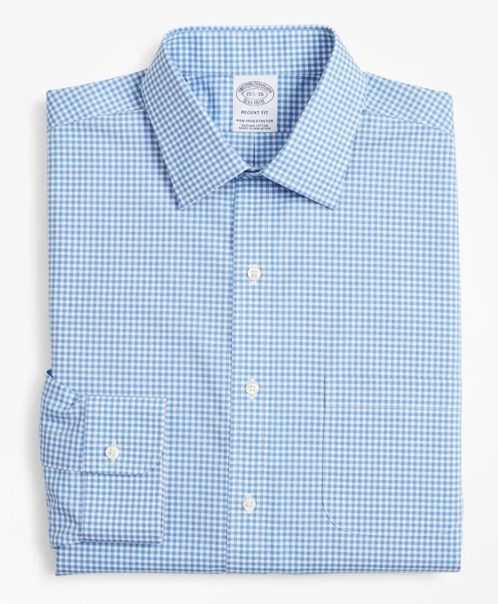 Brooks Brothers Dress Shirts Stretch Regent Fitted Dress Shirt NonIron Poplin Ainsley Collar Gingham Blue 8211 Men Brooks Brothers Dress Shirts Stretch Regent Fitted Dress Shirt NonIron Poplin Ainsley Collar Gingham Blue 8211 Men