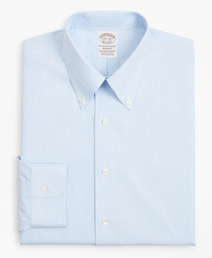 Brooks Brothers Dress Shirts Stretch Soho ExtraSlimFit Dress Shirt NonIron Poplin ButtonDown Collar Fine Stripe Light Blue 8211 Men Brooks Brothers Dress Shirts Stretch Soho ExtraSlimFit Dress Shirt NonIron Poplin ButtonDown Collar Fine Stripe Light Blue 8211 Men