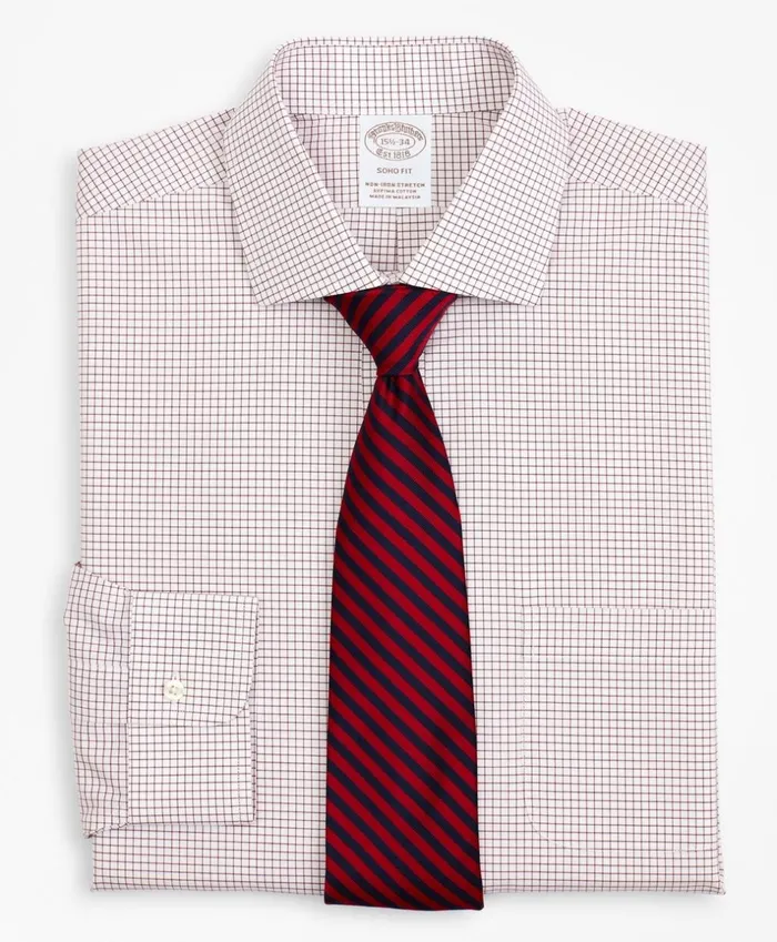 Brooks Brothers Dress Shirts Stretch Soho ExtraSlimFit Dress Shirt NonIron Poplin English Collar Small Grid Check Red 8211 Men Brooks Brothers Dress Shirts Stretch Soho ExtraSlimFit Dress Shirt NonIron Poplin English Collar Small Grid Check Red 8211 Men