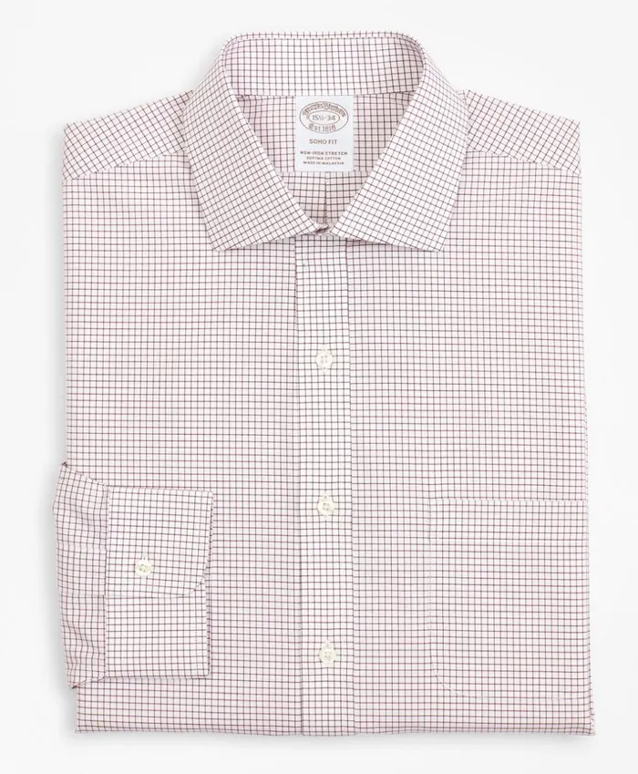 Brooks Brothers Dress Shirts Stretch Soho ExtraSlimFit Dress Shirt NonIron Poplin English Collar Small Grid Check Red 8211 Men Brooks Brothers Dress Shirts Stretch Soho ExtraSlimFit Dress Shirt NonIron Poplin English Collar Small Grid Check Red 8211 Men