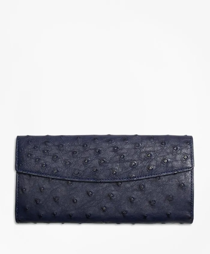 Brooks Brothers Handbags and Wallets Ostrich Wallet Navy 8211 Women