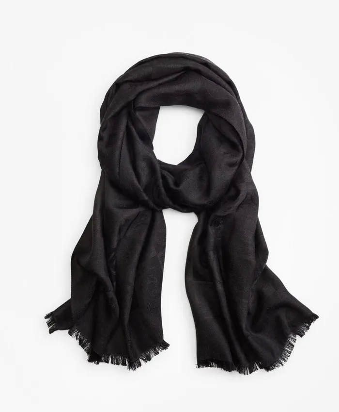 Brooks Brothers Hats Gloves and Scarves 200th Anniversary SilkCashmere Jacquard Scarf Charcoal 8211 Men Brooks Brothers Hats Gloves and Scarves 200th Anniversary SilkCashmere Jacquard Scarf Charcoal 8211 Men