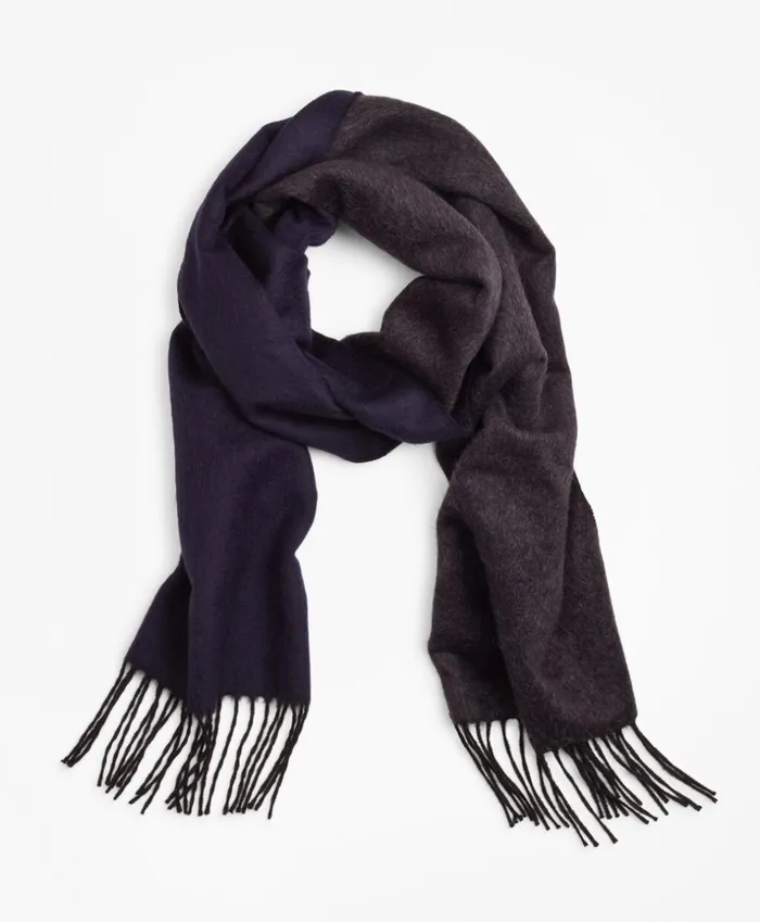 Brooks Brothers Hats Gloves and Scarves DoubleFace Silk And Cashmere Scarf Navycharcoal 8211 Men