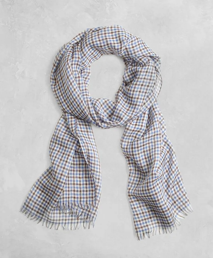 Brooks Brothers Hats Gloves and Scarves Golden Fleece Cashmere Silk Gingham Scarf Navybrown 8211 Men Brooks Brothers Hats Gloves and Scarves Golden Fleece Cashmere Silk Gingham Scarf Navybrown 8211 Men