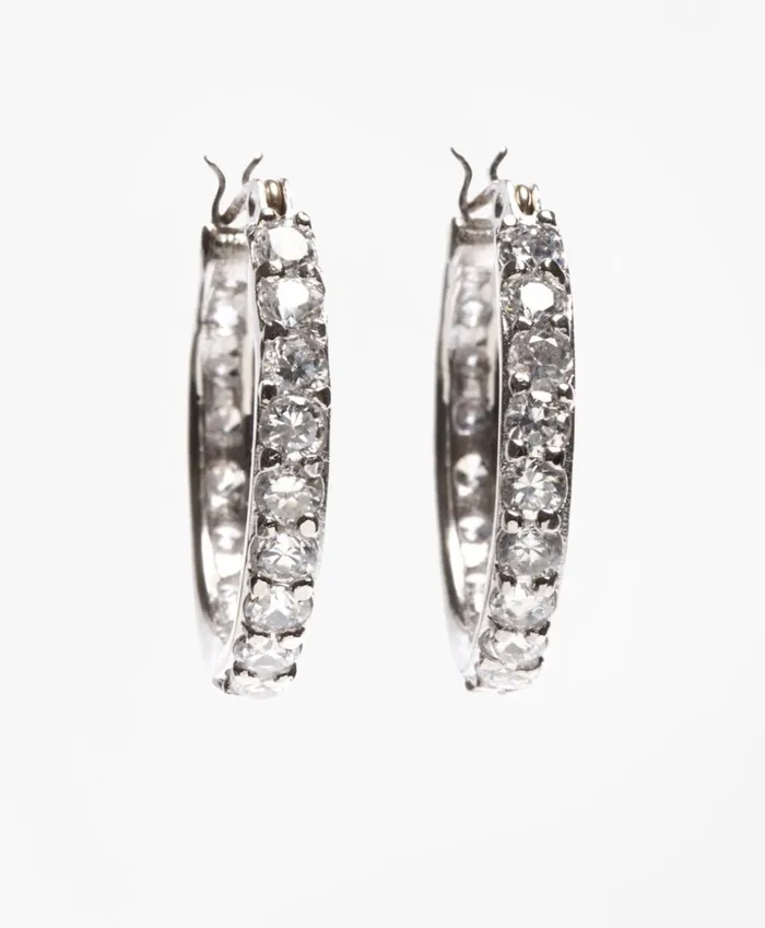Brooks Brothers Jewelry CrystalStudded Hoop Earrings As Shown 8211 Women