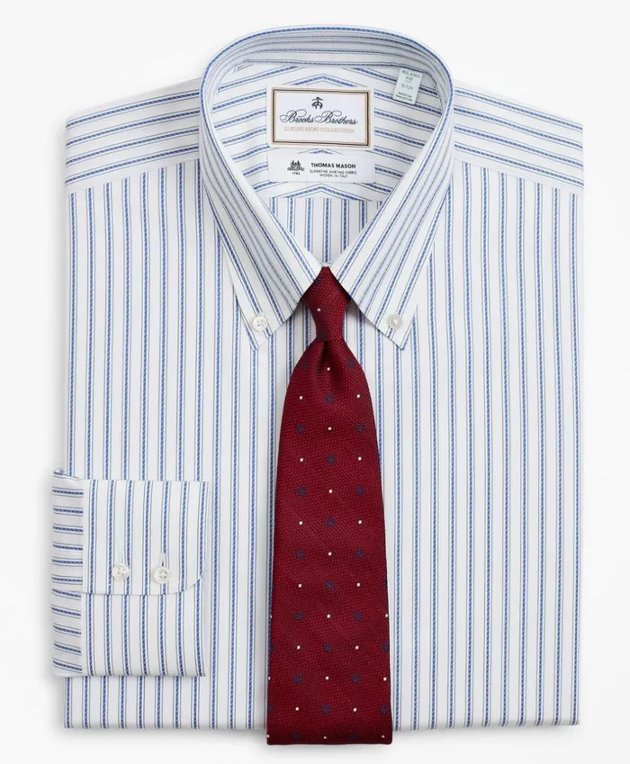Brooks Brothers Luxury Shirts Luxury Collection Milano SlimFit Dress Shirt ButtonDown Collar Stripe Blue 8211 Men Brooks Brothers Luxury Shirts Luxury Collection Milano SlimFit Dress Shirt ButtonDown Collar Stripe Blue 8211 Men
