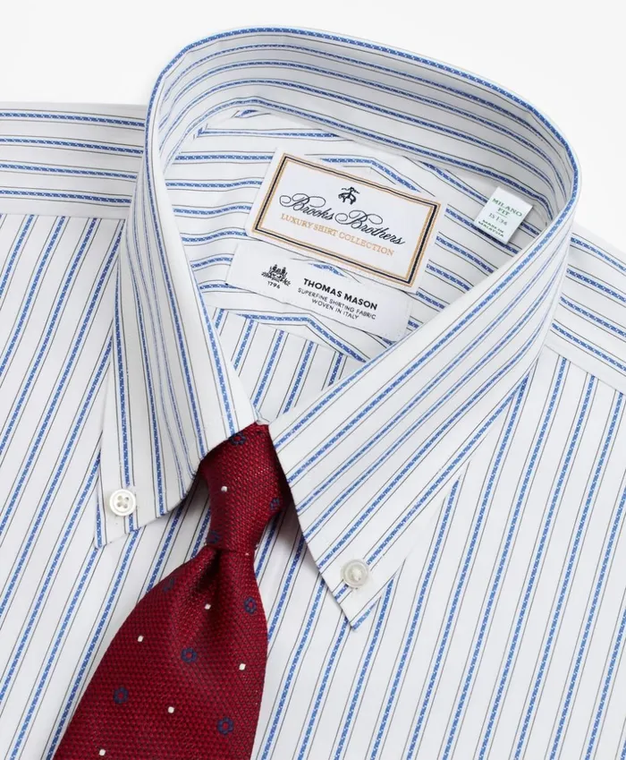 Brooks Brothers Luxury Shirts Luxury Collection Milano SlimFit Dress Shirt ButtonDown Collar Stripe Blue 8211 Men Brooks Brothers Luxury Shirts Luxury Collection Milano SlimFit Dress Shirt ButtonDown Collar Stripe Blue 8211 Men