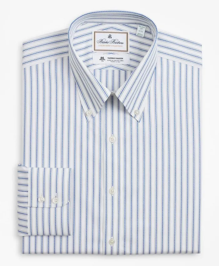 Brooks Brothers Luxury Shirts Luxury Collection Milano SlimFit Dress Shirt ButtonDown Collar Stripe Blue 8211 Men Brooks Brothers Luxury Shirts Luxury Collection Milano SlimFit Dress Shirt ButtonDown Collar Stripe Blue 8211 Men