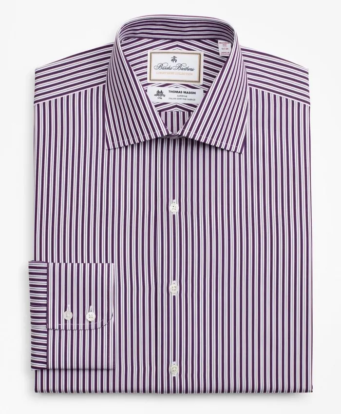 Brooks Brothers Luxury Shirts Luxury Collection Milano SlimFit Dress Shirt Franklin Spread Collar DoubleStripe Purple 8211 Men Brooks Brothers Luxury Shirts Luxury Collection Milano SlimFit Dress Shirt Franklin Spread Collar DoubleStripe Purple 8211 Men