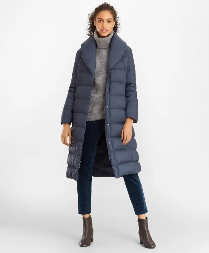 Brooks Brothers Outerwear ShawlCollar DownFill Puffer Coat Slate Blue 8211 Women Brooks Brothers Outerwear ShawlCollar DownFill Puffer Coat Slate Blue 8211 Women