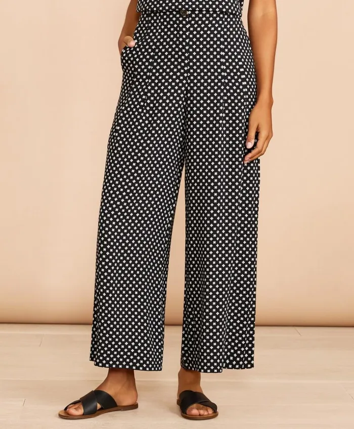 Brooks Brothers Pants Skirts and Shorts FloralPrint PleatFront Cropped WideLeg Pants Blackwhite 8211 Women Brooks Brothers Pants Skirts and Shorts FloralPrint PleatFront Cropped WideLeg Pants Blackwhite 8211 Women