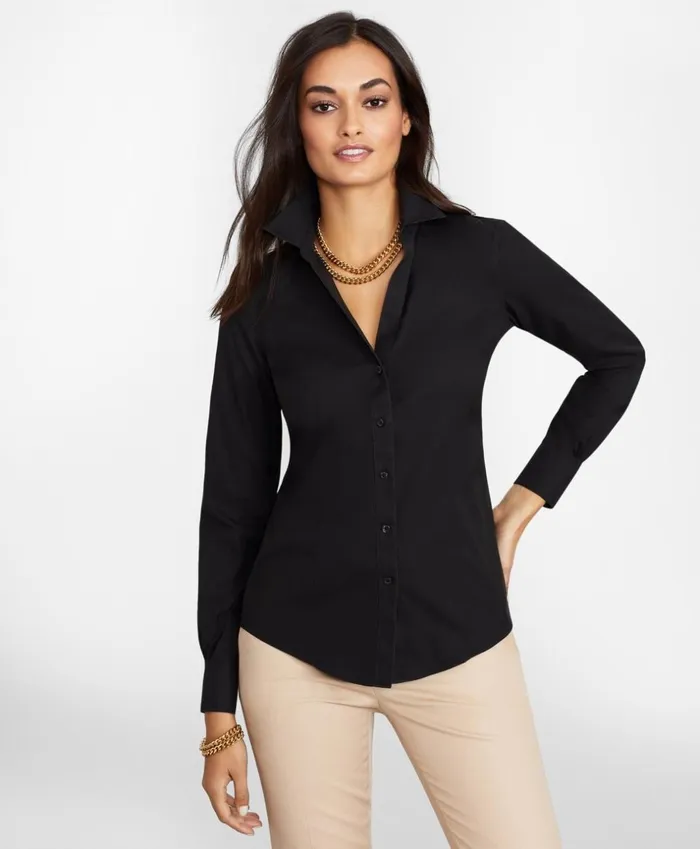 Brooks Brothers Petites Petite NonIron Stretch Supima Cotton Fitted Dress Shirt Black 8211 Women Brooks Brothers Petites Petite NonIron Stretch Supima Cotton Fitted Dress Shirt Black 8211 Women