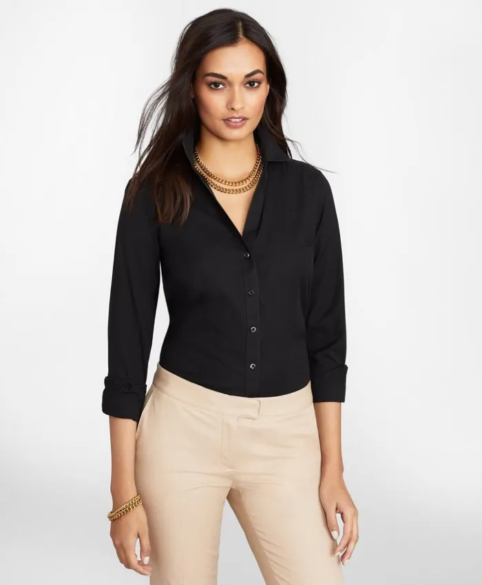 Brooks Brothers Petites Petite NonIron Stretch Supima Cotton Fitted Dress Shirt Black 8211 Women Brooks Brothers Petites Petite NonIron Stretch Supima Cotton Fitted Dress Shirt Black 8211 Women