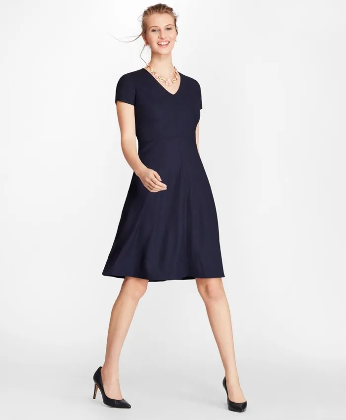 Brooks Brothers Petites Petite Pinstripe BrooksCool Merino Dress Navy 8211 Women Brooks Brothers Petites Petite Pinstripe BrooksCool Merino Dress Navy 8211 Women