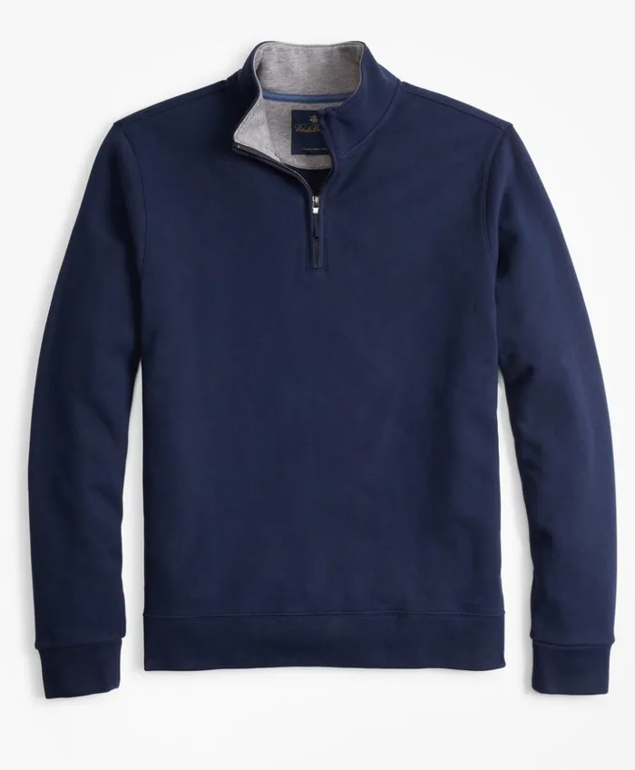 Brooks Brothers Polos and TShirts French Terry HalfZip Navy 8211 Men