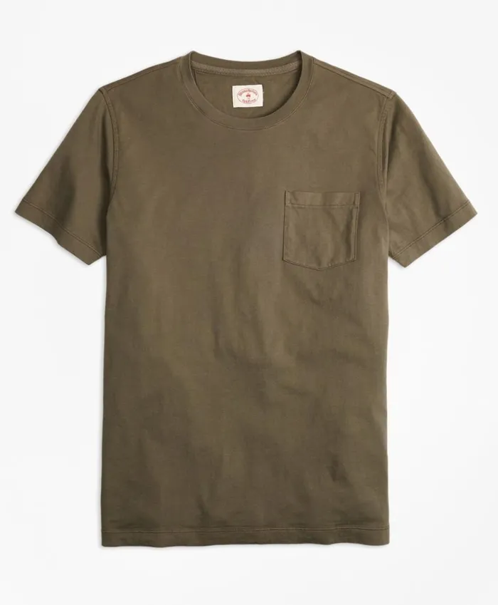 Brooks Brothers Polos and TShirts GarmentDyed TShirt Olive 8211 Men