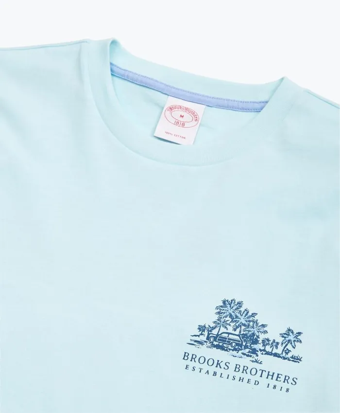 Brooks Brothers Polos and TShirts HawaiiPrint Cotton Jersey TShirt Light Blue 8211 Men Brooks Brothers Polos and TShirts HawaiiPrint Cotton Jersey TShirt Light Blue 8211 Men