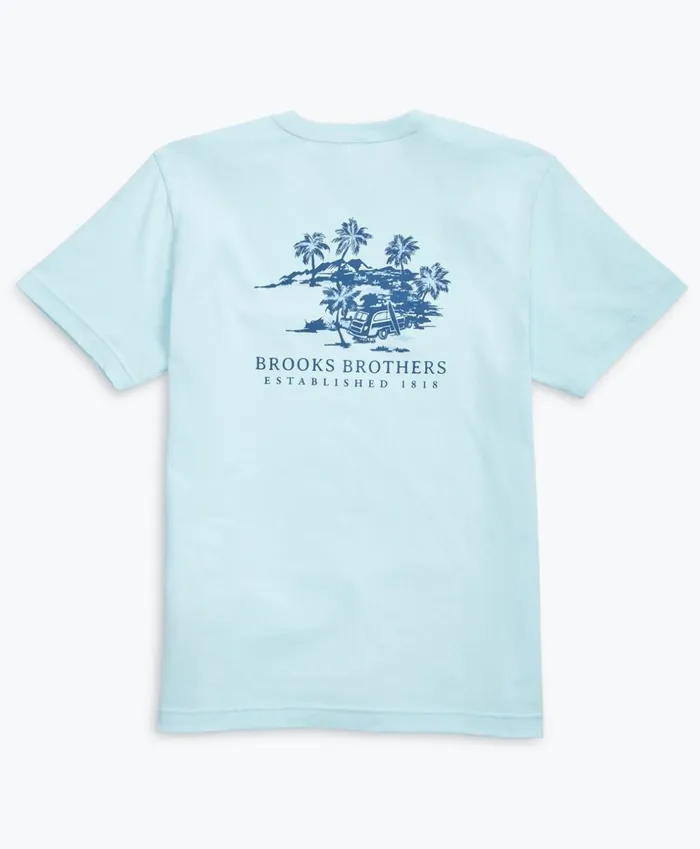 Brooks Brothers Polos and TShirts HawaiiPrint Cotton Jersey TShirt Light Blue 8211 Men Brooks Brothers Polos and TShirts HawaiiPrint Cotton Jersey TShirt Light Blue 8211 Men