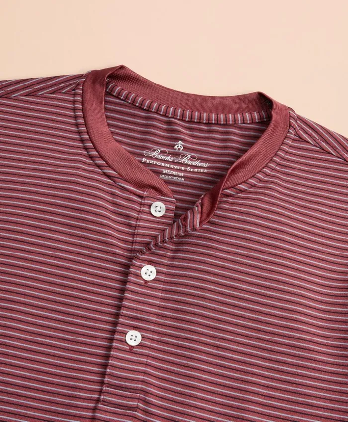 Brooks Brothers Polos and TShirts Performance Series Striped LongSleeve Henley Burgundy 8211 Men Brooks Brothers Polos and TShirts Performance Series Striped LongSleeve Henley Burgundy 8211 Men