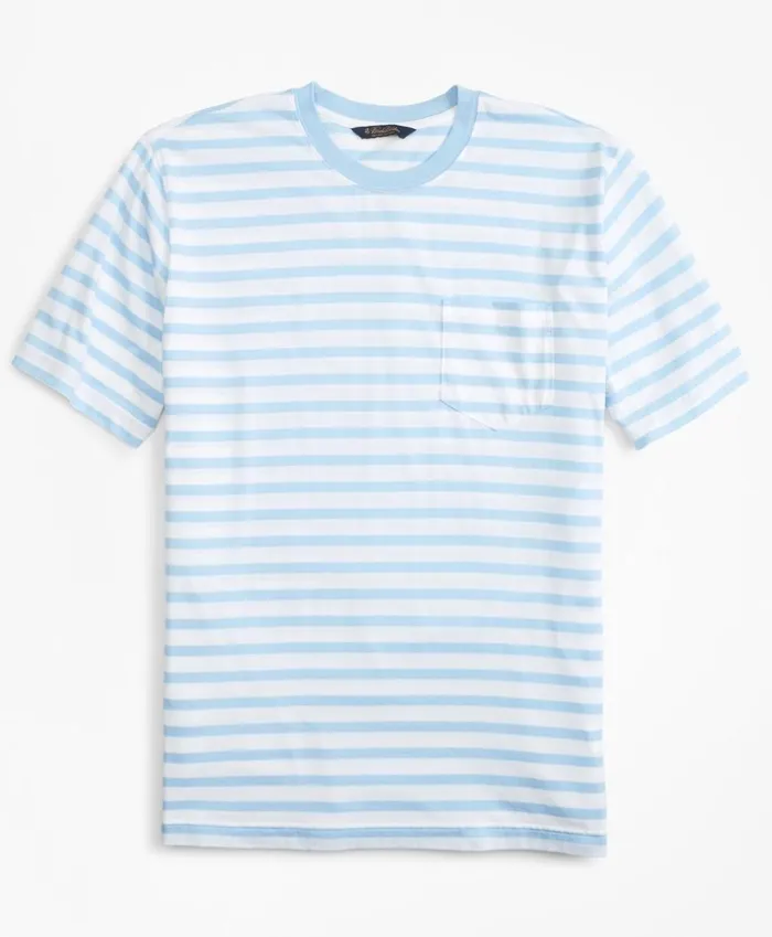 Brooks Brothers Polos and TShirts Supima Cotton Stripe TShirt Light Blue 8211 Men Brooks Brothers Polos and TShirts Supima Cotton Stripe TShirt Light Blue 8211 Men
