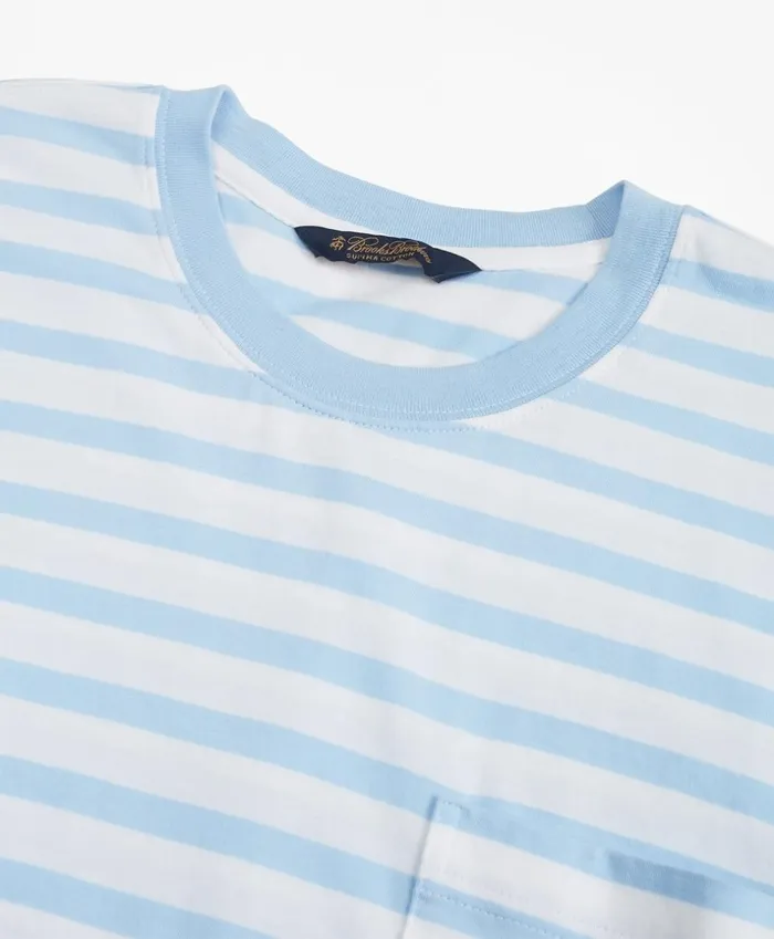 Brooks Brothers Polos and TShirts Supima Cotton Stripe TShirt Light Blue 8211 Men Brooks Brothers Polos and TShirts Supima Cotton Stripe TShirt Light Blue 8211 Men