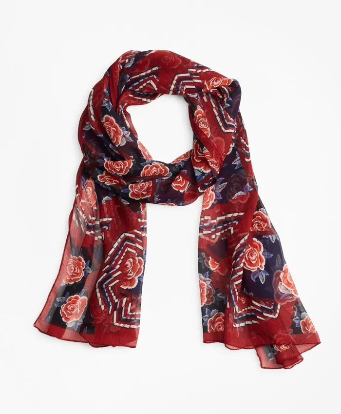 Brooks Brothers Scarves Hats and Gloves RosePrint Silk Chiffon Oblong Scarf Red Multi 8211 Women Brooks Brothers Scarves Hats and Gloves RosePrint Silk Chiffon Oblong Scarf Red Multi 8211 Women