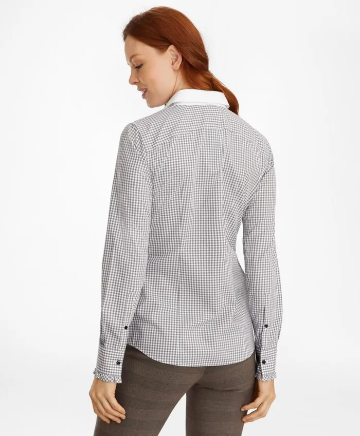 Brooks Brothers Shirts and Tops NonIron Gingham Supima Cotton Dobby ContrastCollar Fitted Shirt Grey 8211 Women Brooks Brothers Shirts and Tops NonIron Gingham Supima Cotton Dobby ContrastCollar Fitted Shirt Grey 8211 Women