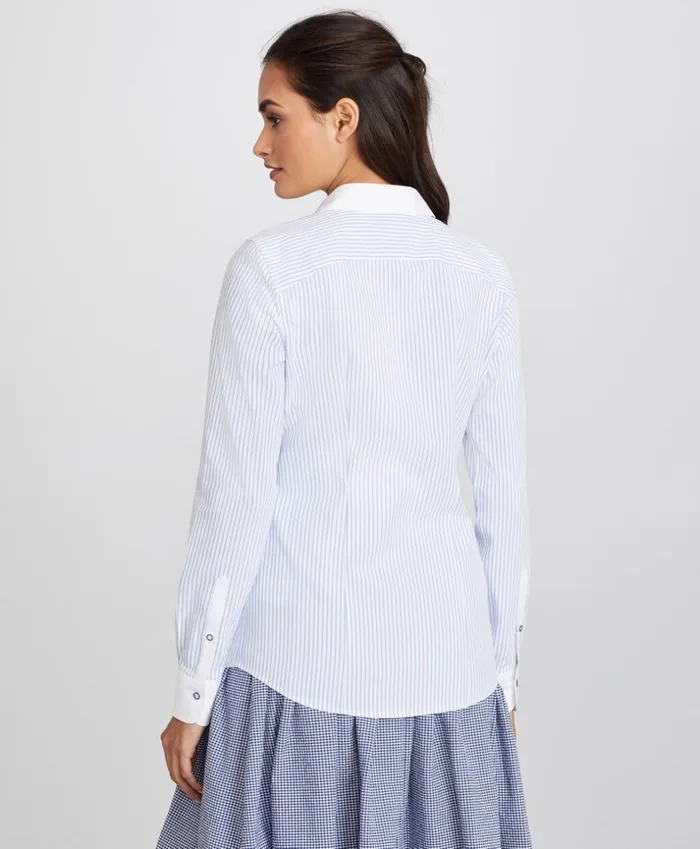 Brooks Brothers Shirts and Tops NonIron Striped Supima Cotton Dobby ContrastCollar Fitted Shirt Bluewhite 8211 Women Brooks Brothers Shirts and Tops NonIron Striped Supima Cotton Dobby ContrastCollar Fitted Shirt Bluewhite 8211 Women