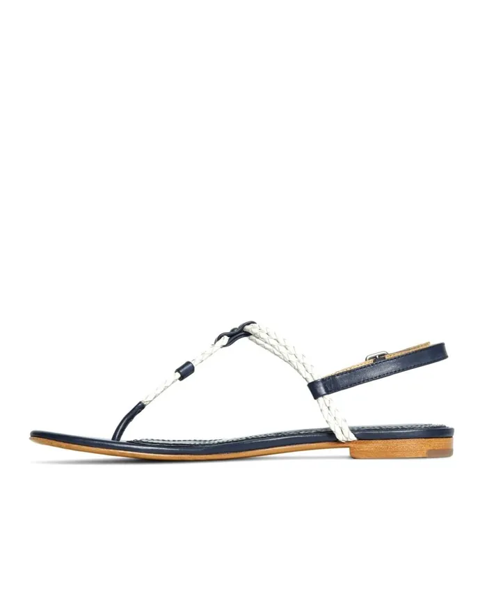 Brooks Brothers Shoes and Belts Braided Calfskin Sandals Navywhite 8211 Women Brooks Brothers Shoes and Belts Braided Calfskin Sandals Navywhite 8211 Women