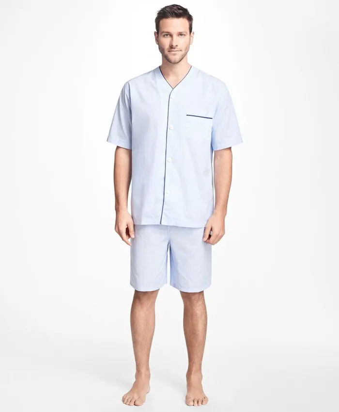 Brooks Brothers Sleepwear Glen Plaid Short Pajamas Light Blue 8211 Men