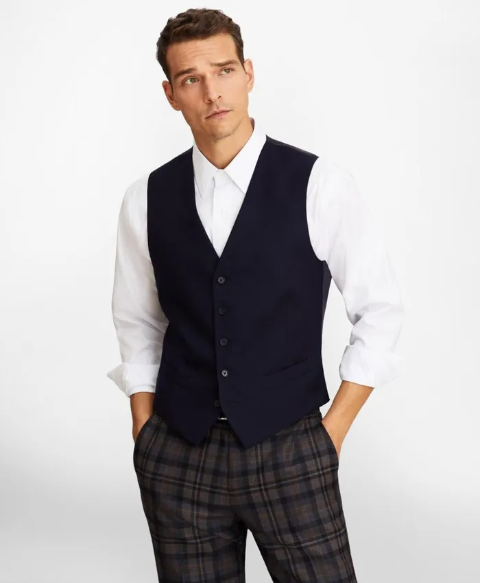 Brooks Brothers Sport Coats and Vests FiveButton Flannel Vest Navy 8211 Men