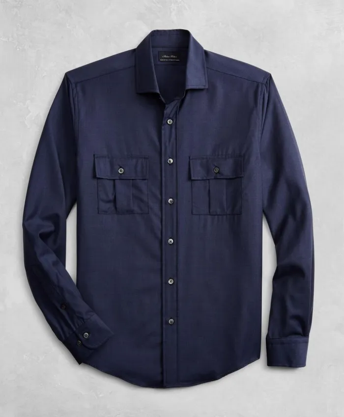 Brooks Brothers Sport Shirts Golden Fleece BrooksTech TwoPocket Wool Sport Shirt Navy 8211 Men Brooks Brothers Sport Shirts Golden Fleece BrooksTech TwoPocket Wool Sport Shirt Navy 8211 Men
