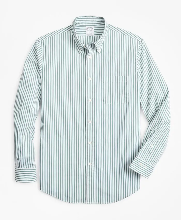 Brooks Brothers Sport Shirts Performance Series MadisonFit COOLMAX Poplin Striped Sport Shirt Green 8211 Men Brooks Brothers Sport Shirts Performance Series MadisonFit COOLMAX Poplin Striped Sport Shirt Green 8211 Men