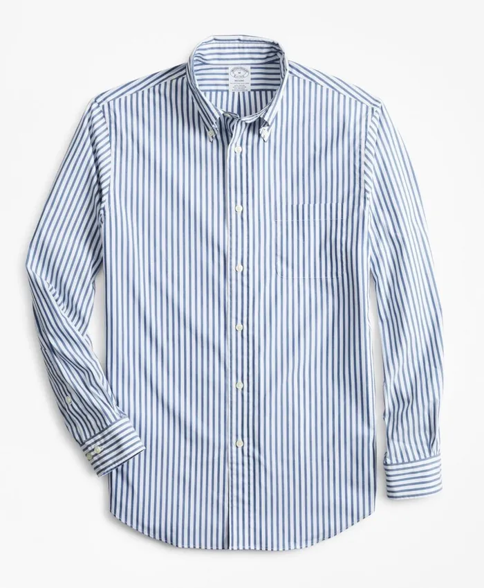 Brooks Brothers Sport Shirts Performance Series RegentFit COOLMAX Poplin Striped Sport Shirt Sodalite 8211 Men Brooks Brothers Sport Shirts Performance Series RegentFit COOLMAX Poplin Striped Sport Shirt Sodalite 8211 Men