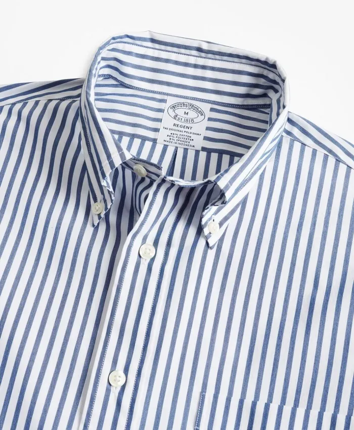 Brooks Brothers Sport Shirts Performance Series RegentFit COOLMAX Poplin Striped Sport Shirt Sodalite 8211 Men Brooks Brothers Sport Shirts Performance Series RegentFit COOLMAX Poplin Striped Sport Shirt Sodalite 8211 Men