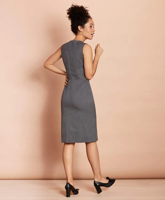 Brooks Brothers Suit Separates Pinstripe StretchWool ButtonSlit Sheath Dress Grey 8211 Women Brooks Brothers Suit Separates Pinstripe StretchWool ButtonSlit Sheath Dress Grey 8211 Women