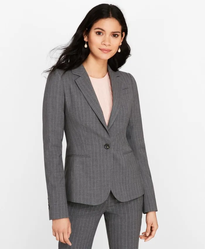 Brooks Brothers Suit Separates Pinstripe Stretch Wool Jacket Grey 8211 Women