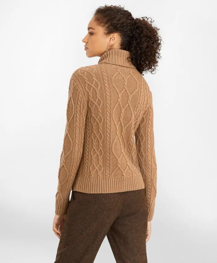 Brooks Brothers Sweaters Beaded CableKnit Sweater Light Brown 8211 Women Brooks Brothers Sweaters Beaded CableKnit Sweater Light Brown 8211 Women